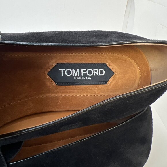 Tom Ford Black Liam Penny Loafer Men Black Suede Dress Shoes Size 12 main image 9